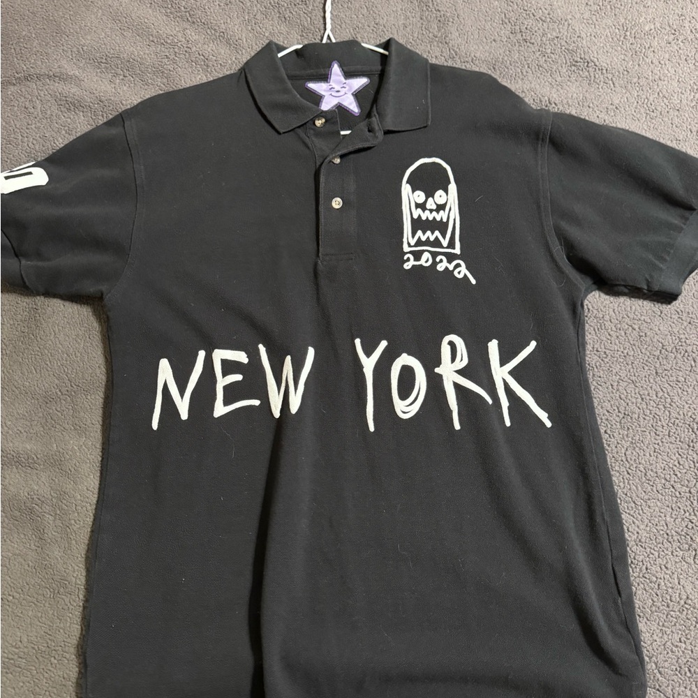 Black Polo Shirt with New York Design (Asspizza)